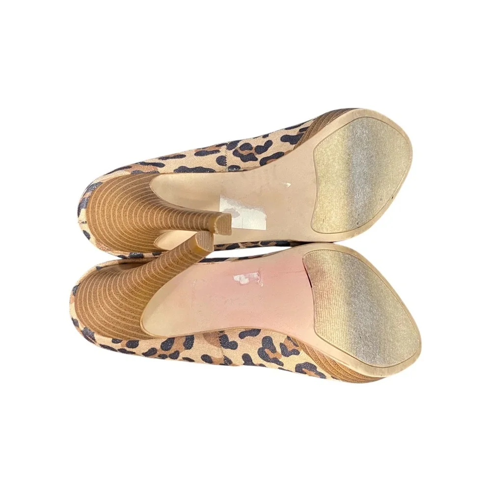 Jazzberry Keira Women's Size 8‎ Leopard Print Peep Toe High Heel Pumps